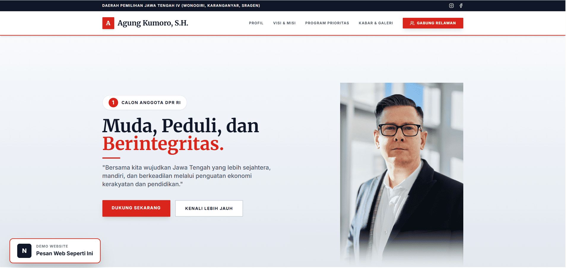 Demo Landing Caleg DPR